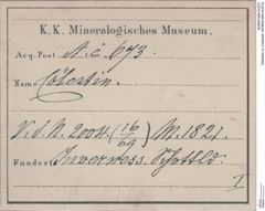 Etiketten zu Coelestin (NHMW-MIN-Ac673)